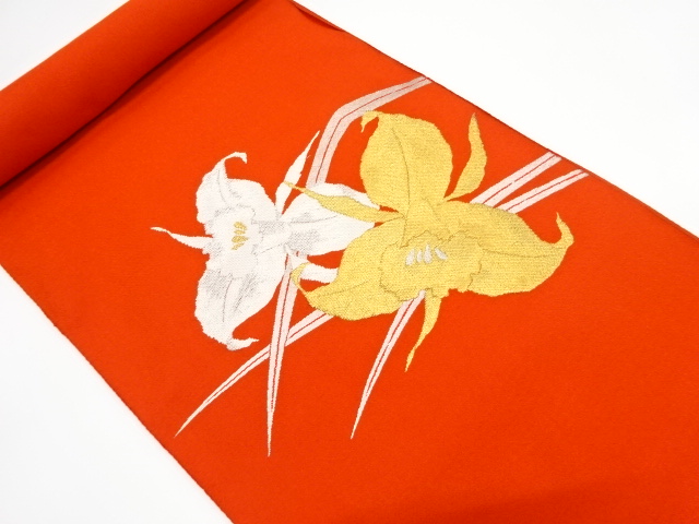 JAPANESE KIMONO / ANTIQUE BOLT FOR NAGOYA OBI / SILK / WOVEN ORCHID